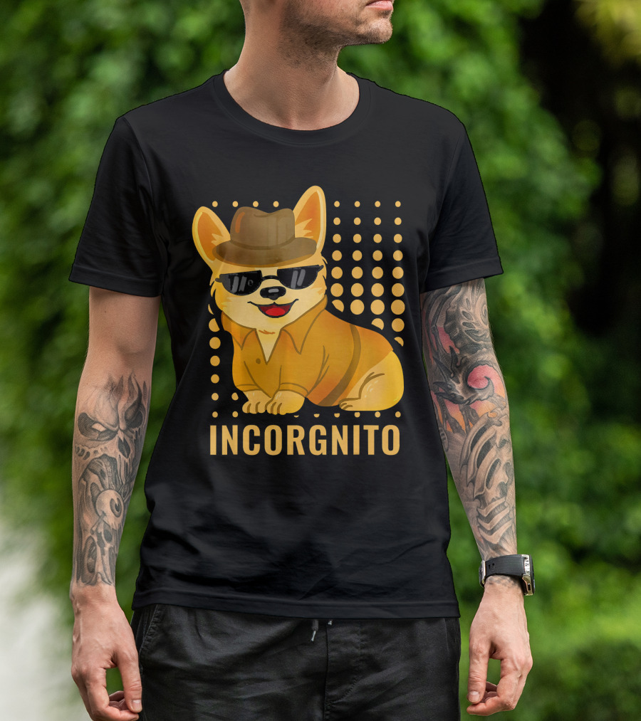 Incorgnito Dog In Sunglasses And Hat With Gradient Circles T-Shirt