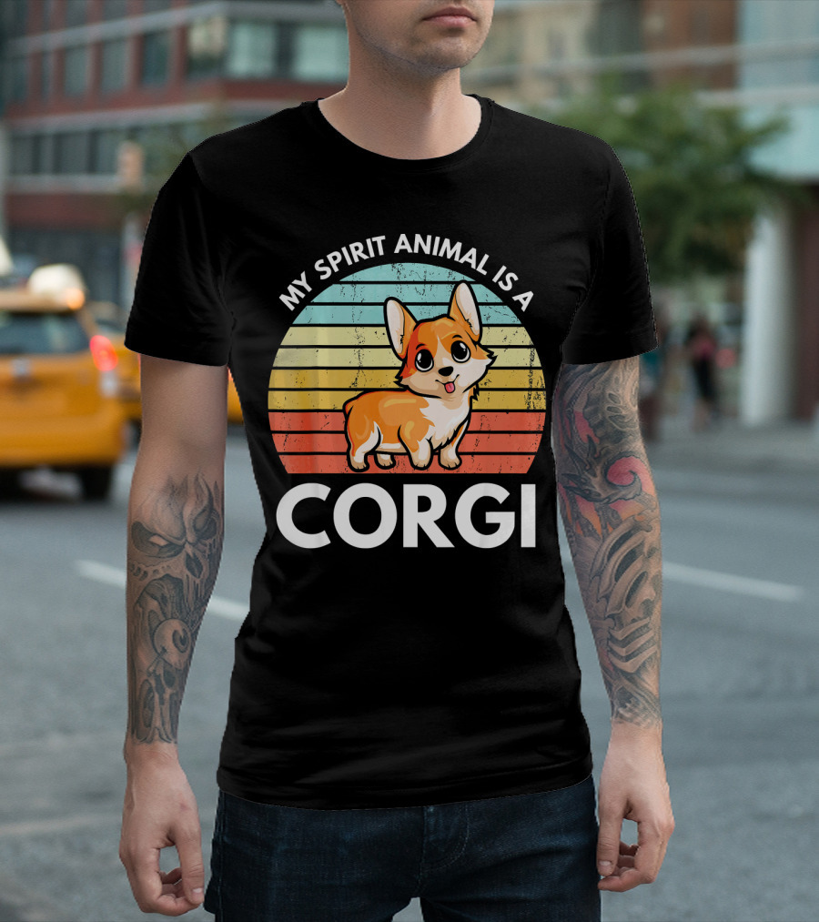 My Spirit Animal Is A Corgi Retro Style Dog Lover Fan T-Shirt