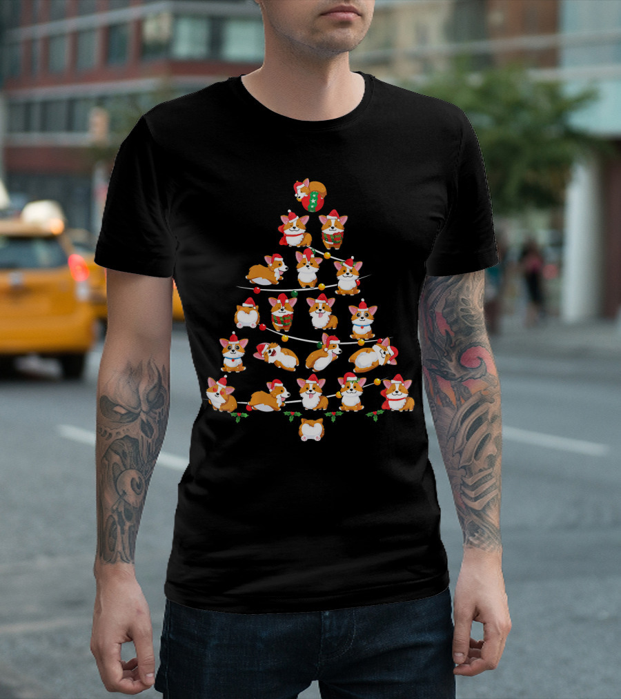 Funny Christmas Corgi Tree T-Shirt