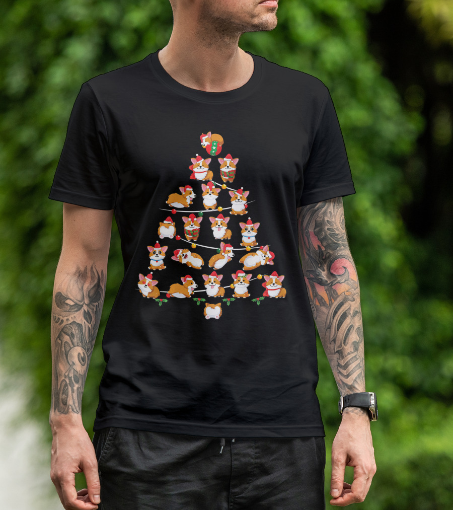 Funny Christmas Corgi Tree T-Shirt