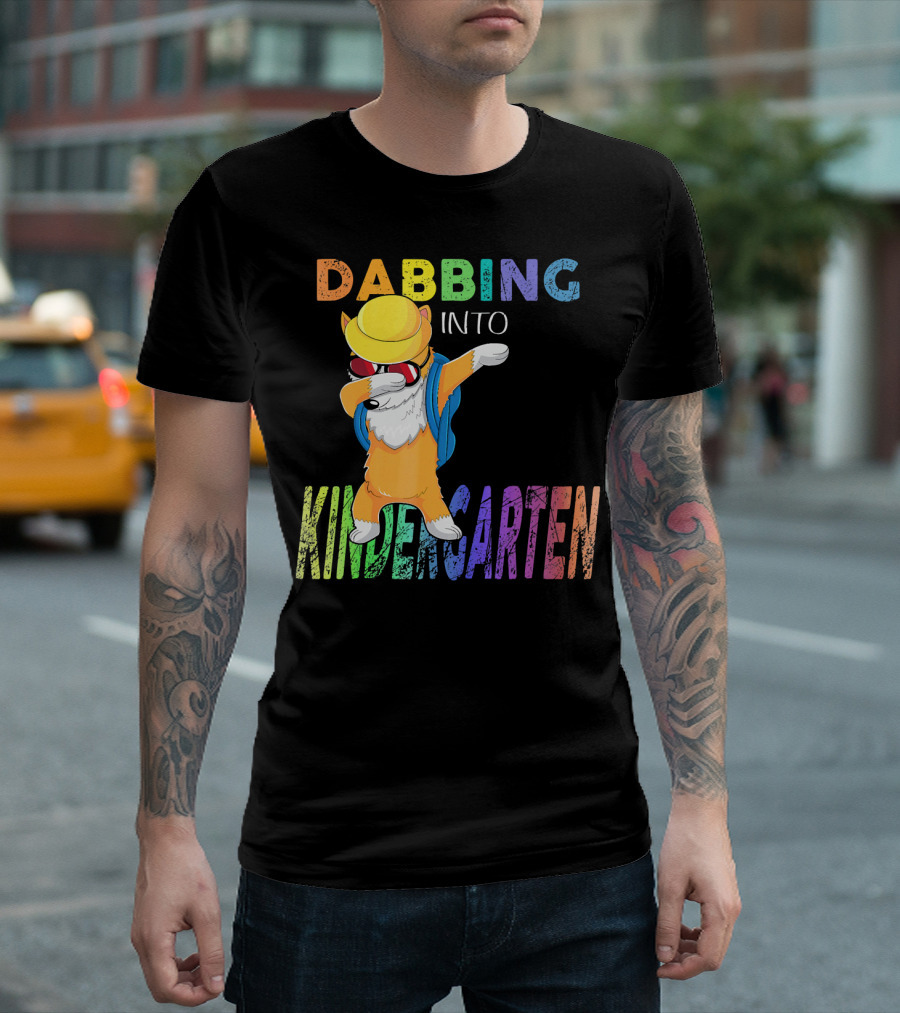Dabbing Corgi Into Kindergarten Colorful Fun T-Shirt