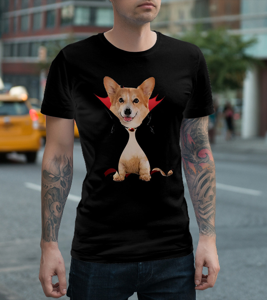 Funny Corgi Vampire Cape T-Shirt