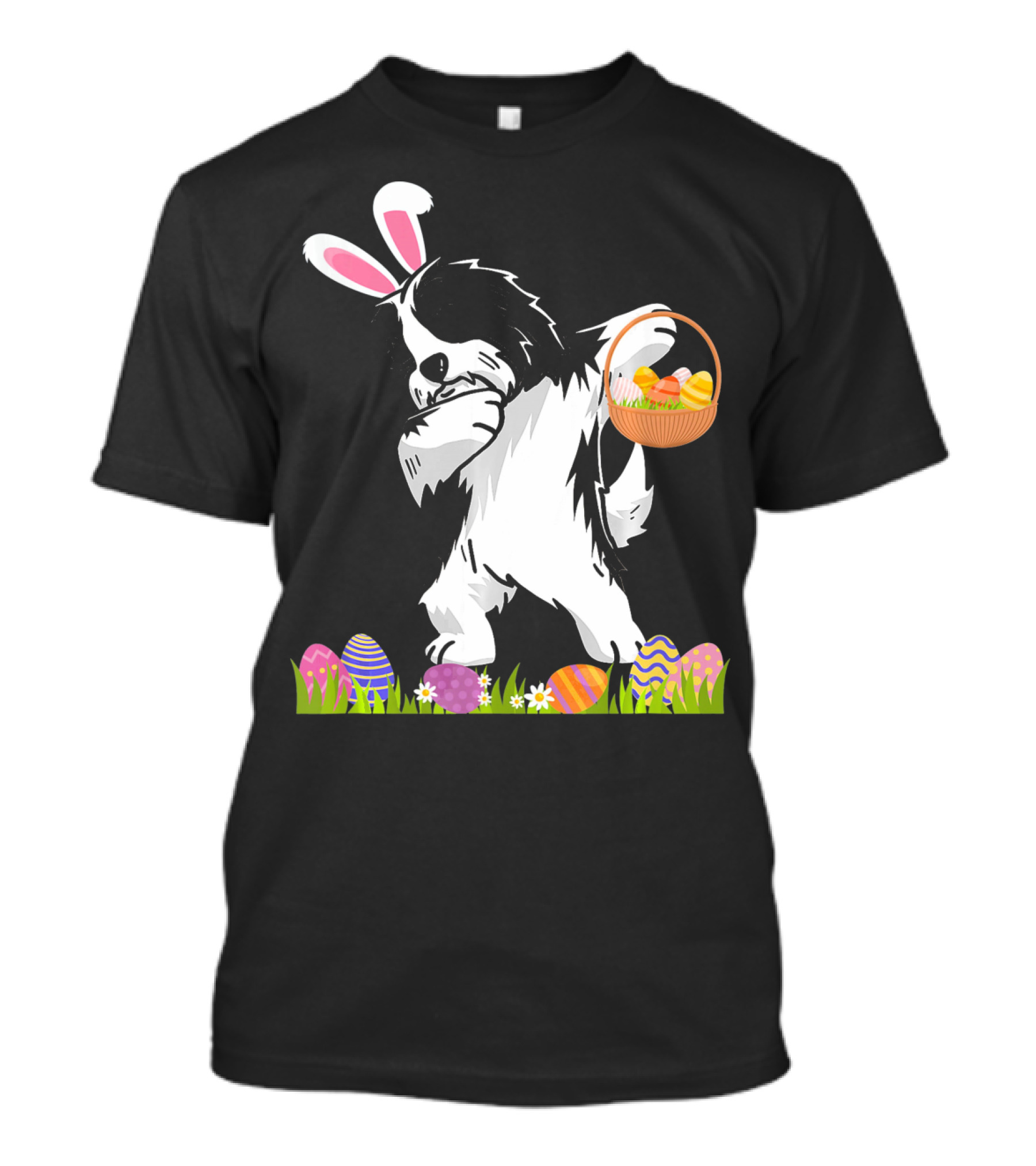 Funny Havanese Dog Dabbing Easter Bunny Ears Egg Basket T-Shirt