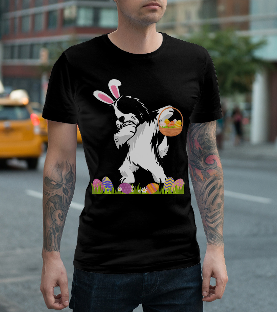 Funny Havanese Dog Dabbing Easter Bunny Ears Egg Basket T-Shirt