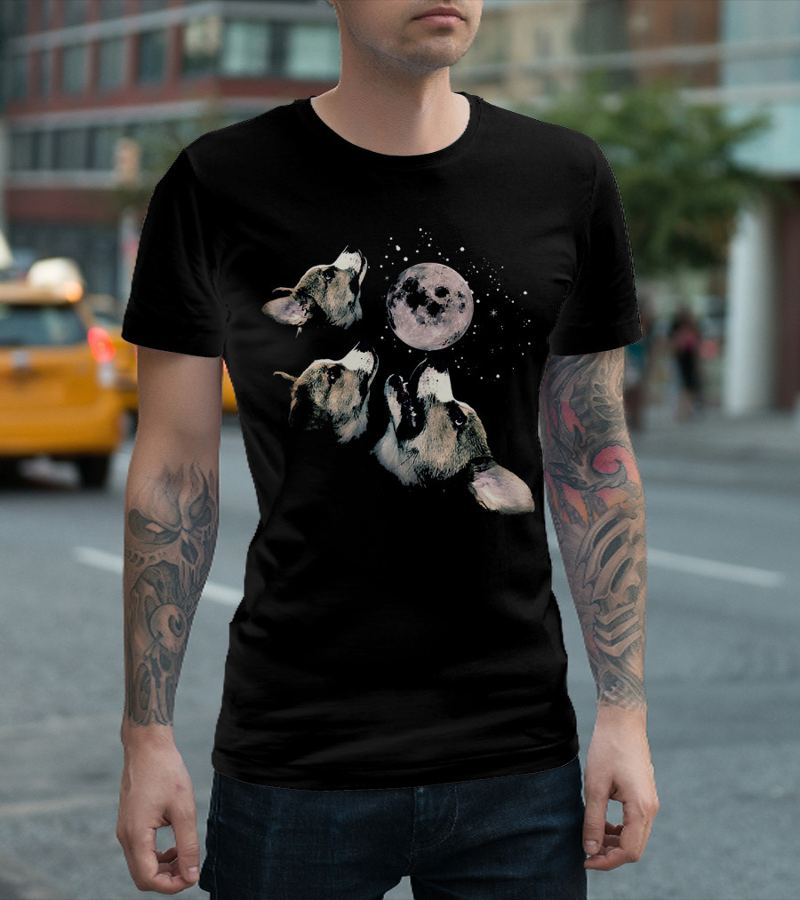 Funny Corgis Howling at Moon Wolf T-Shirt
