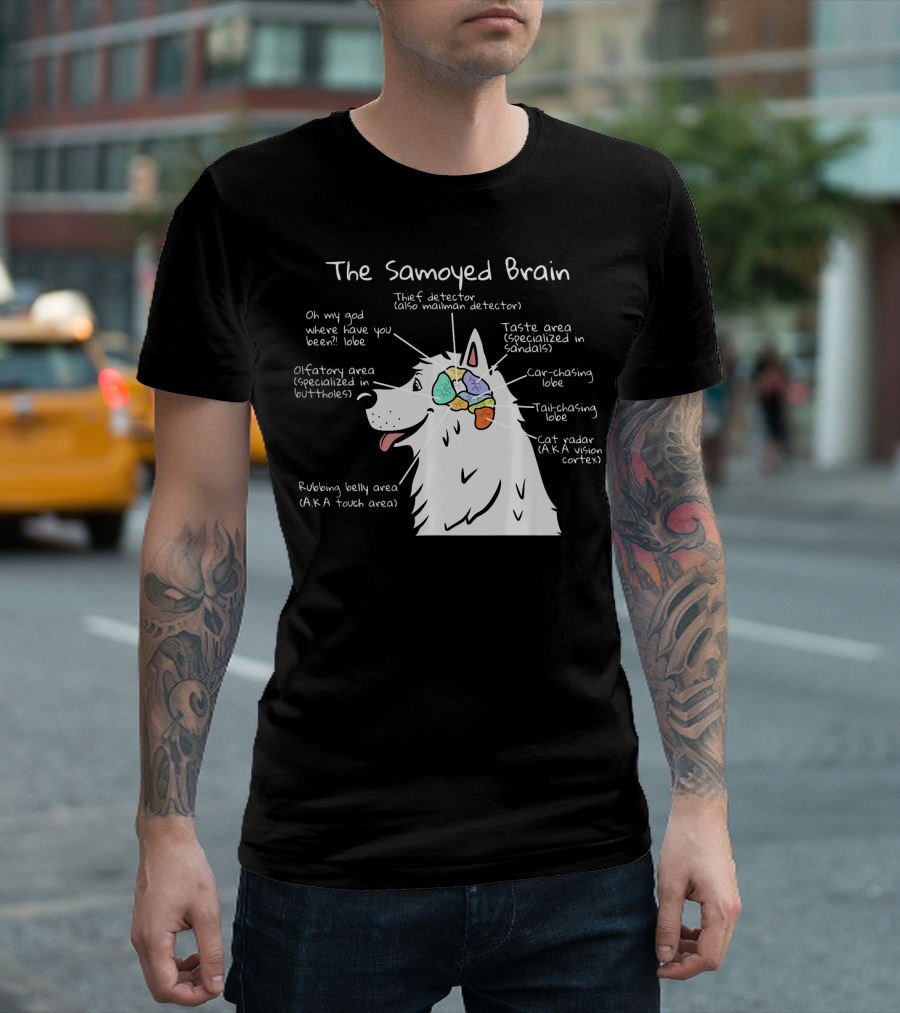 The Samoyed Brain Anatomy Humor Thief Detector Taste Tail Chasing T-Shirt
