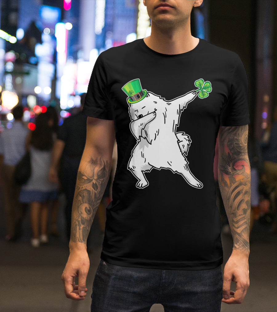 Funny Samoyed Dab Dabbing Dance St Patrick's Day Shamrock Hat T-Shirt