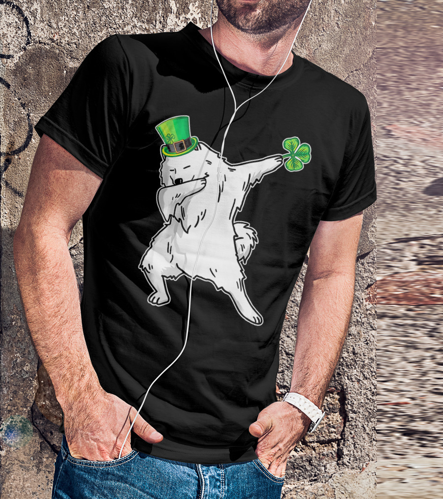 Funny Samoyed Dab Dabbing Dance St Patrick's Day Shamrock Hat T-Shirt