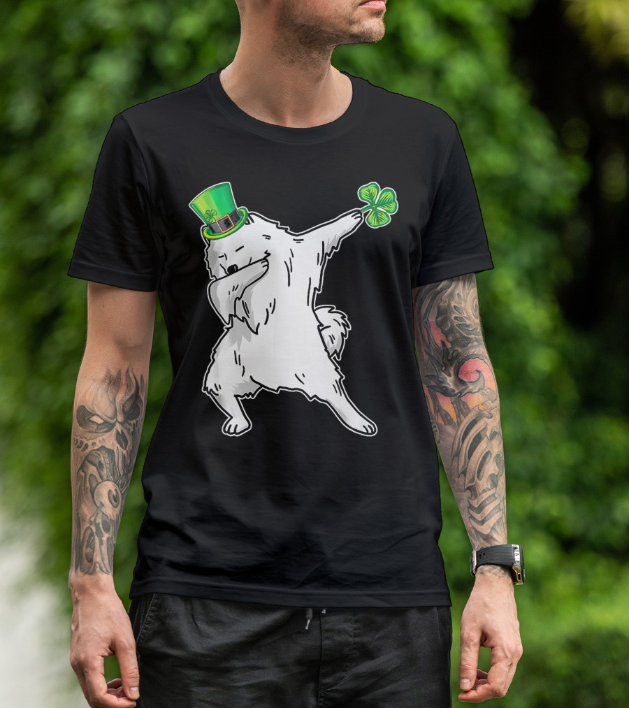 Funny Samoyed Dab Dabbing Dance St Patrick's Day Shamrock Hat T-Shirt