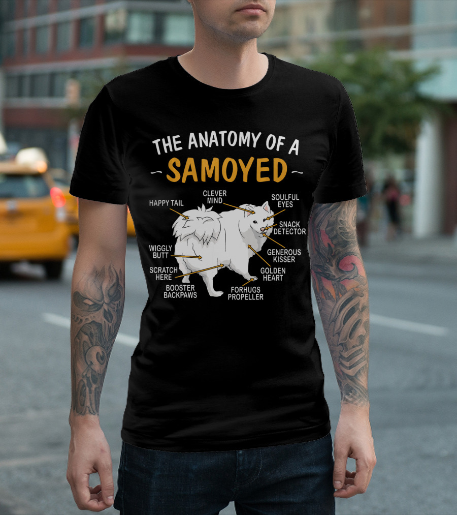The Anatomy of a Samoyed Happy Tail Clever Mind Soulful Eyes Snack Detector Generous Kisser Golden Heart Forhugs Propeller Booster Backpaws Scratch He