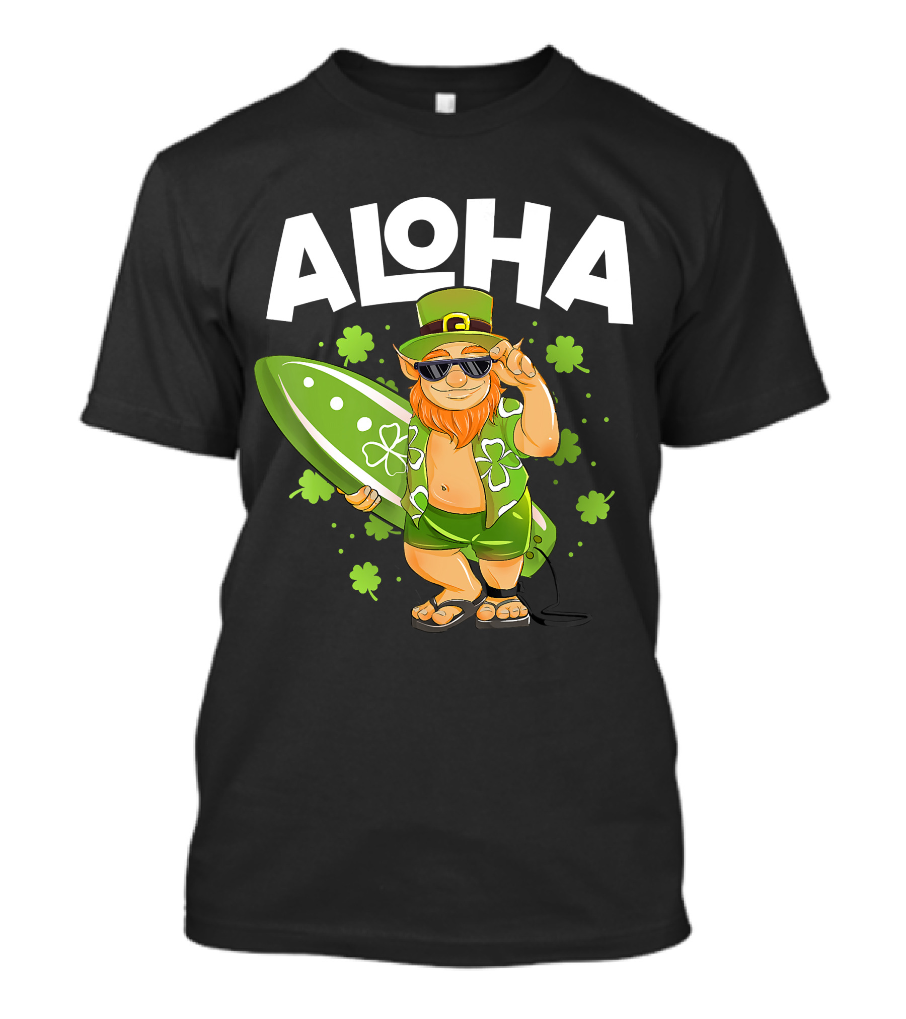 Aloha Leprechaun St Patrick Clover Surf Hawaii T-Shirt