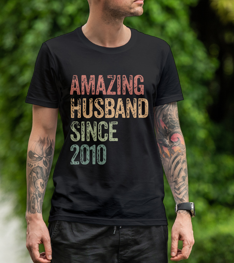 Amazing Husband Since 2010 10 Years Wedding T-Shirt