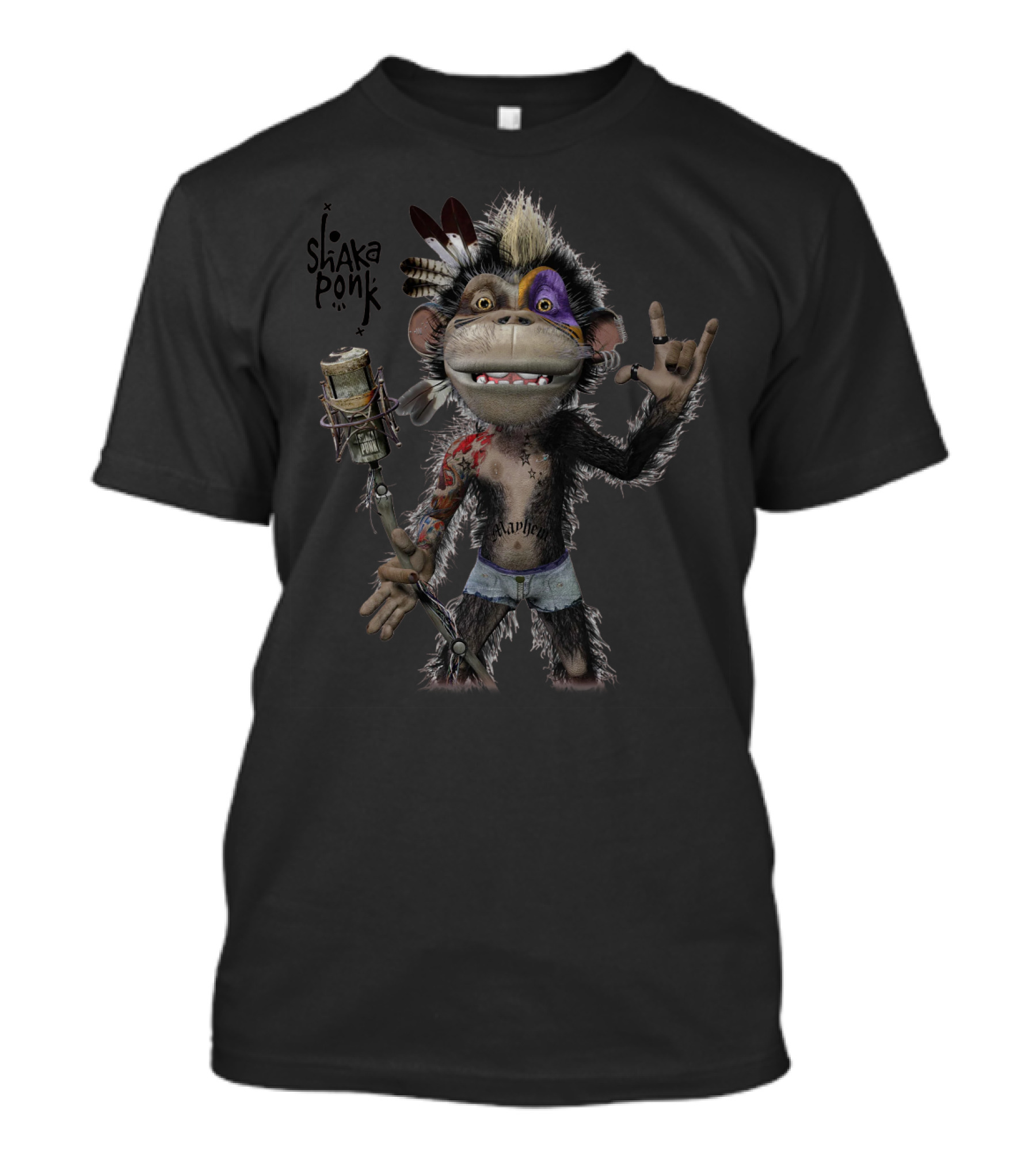 Shaka Ponk Monkey With Microphone And Tattoos T-Shirt