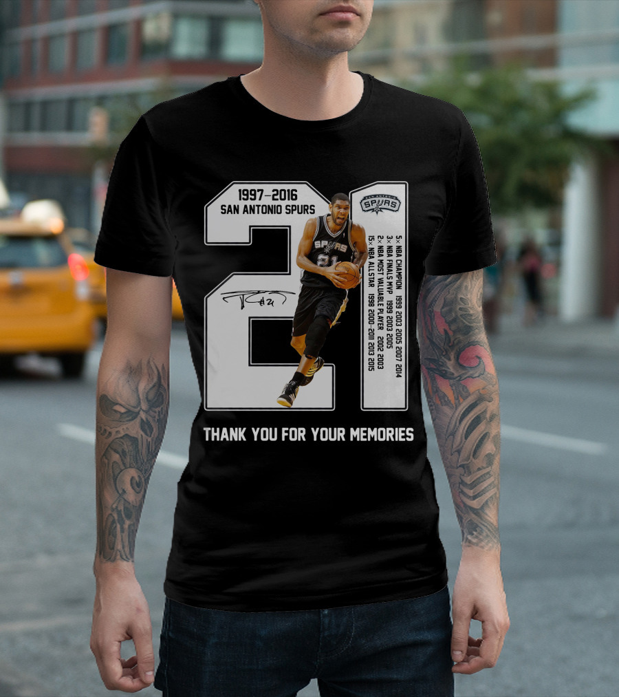 1997-2016 San Antonio Spurs 21 Thank You For Your Memories T-Shirt
