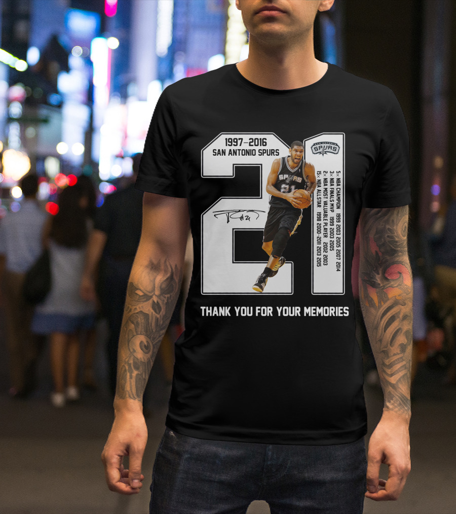 1997-2016 San Antonio Spurs 21 Thank You For Your Memories T-Shirt