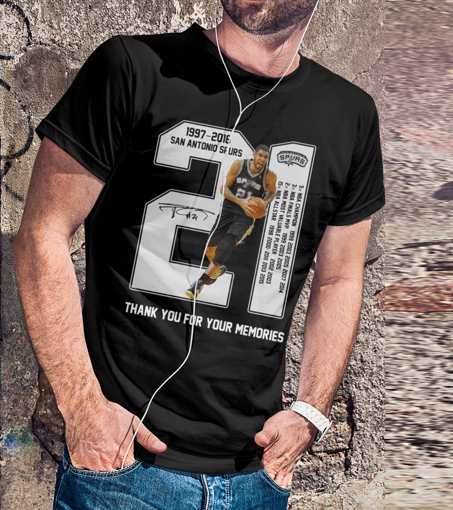 1997-2016 San Antonio Spurs 21 Thank You For Your Memories T-Shirt