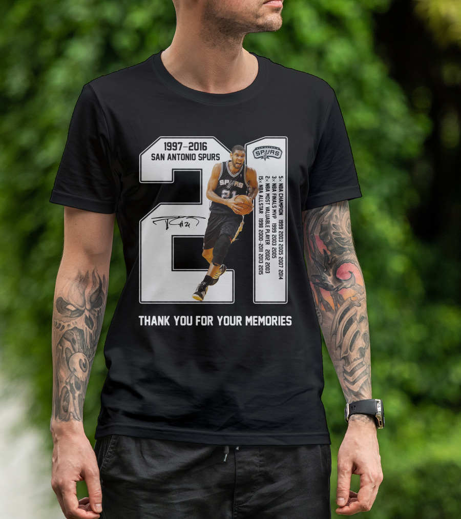 1997-2016 San Antonio Spurs 21 Thank You For Your Memories T-Shirt
