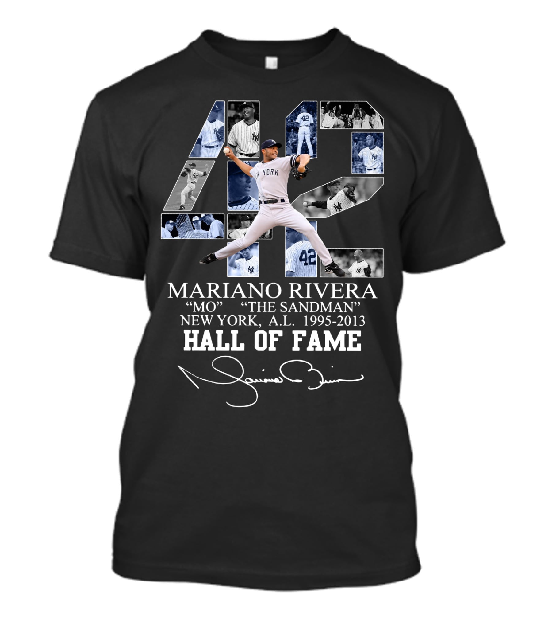 Mariano Rivera Mo The Sandman New York A.l. 1995-2013 Hall Of Fame T-Shirt