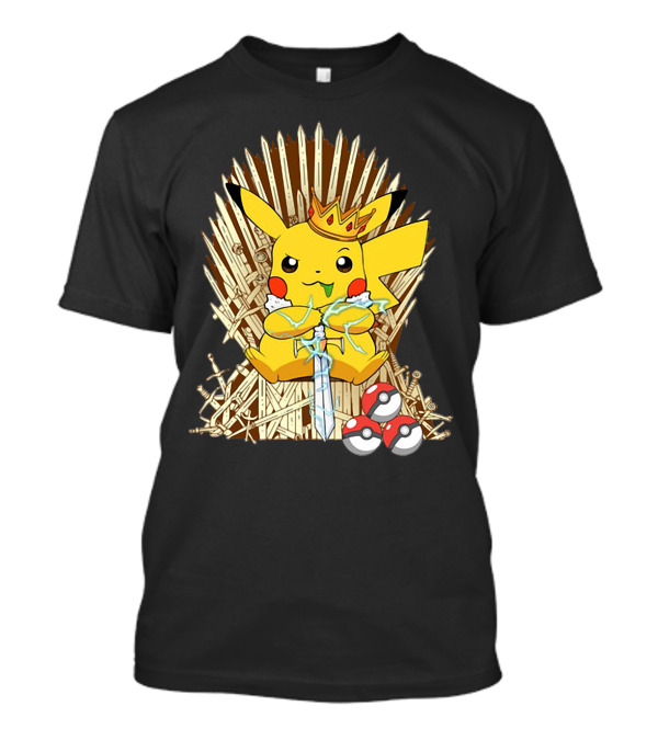 Pikachu Throne King With Sword And Pokeballs Game Of Thrones Style T-Shirt