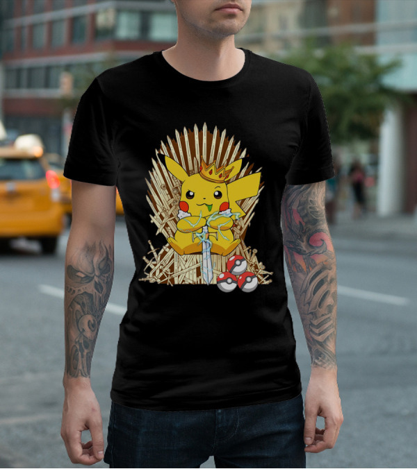 Pikachu Throne King With Sword And Pokeballs Game Of Thrones Style T-Shirt