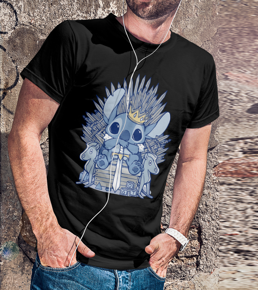 Stitch Iron Throne Crown Sword Game Of Thrones Style T-Shirt