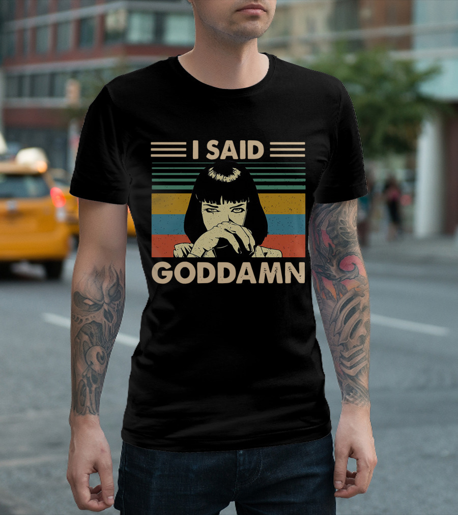 Mia Wallace I Said Goddamn Retro Stripes T-Shirt