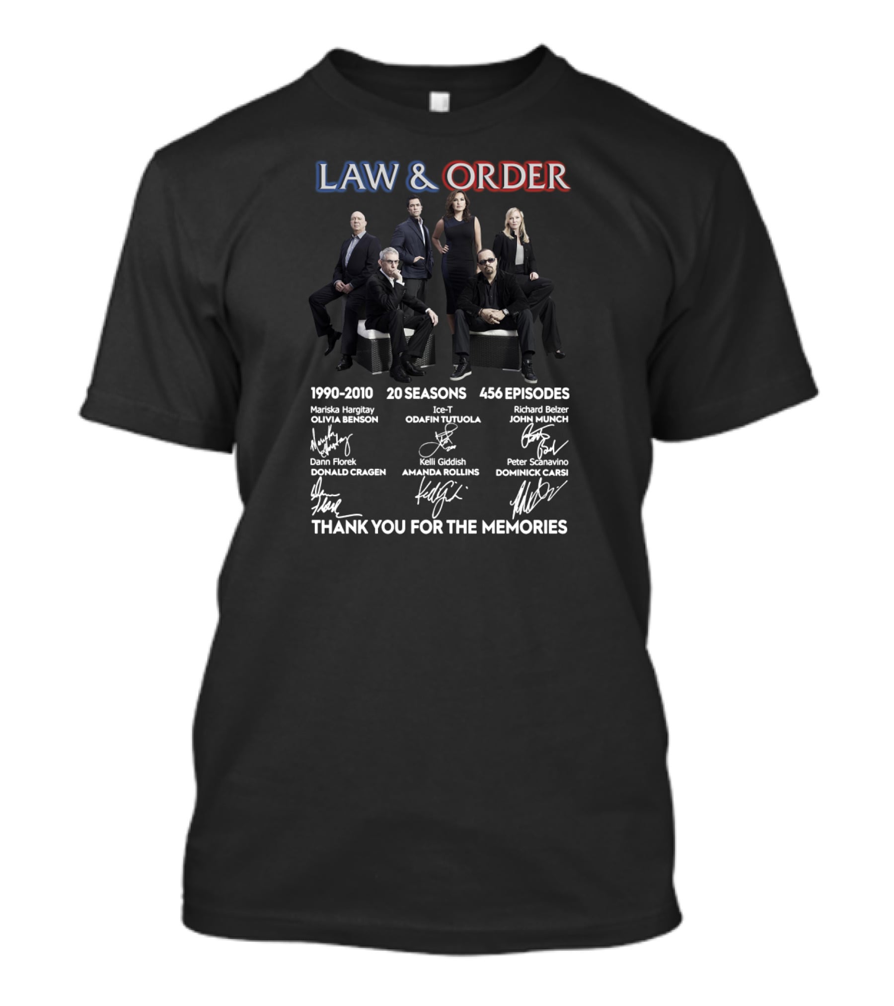 Law And Order 20 Seasons 456 Episodes Thank You For The Memories 1990-2010 T-Shirt