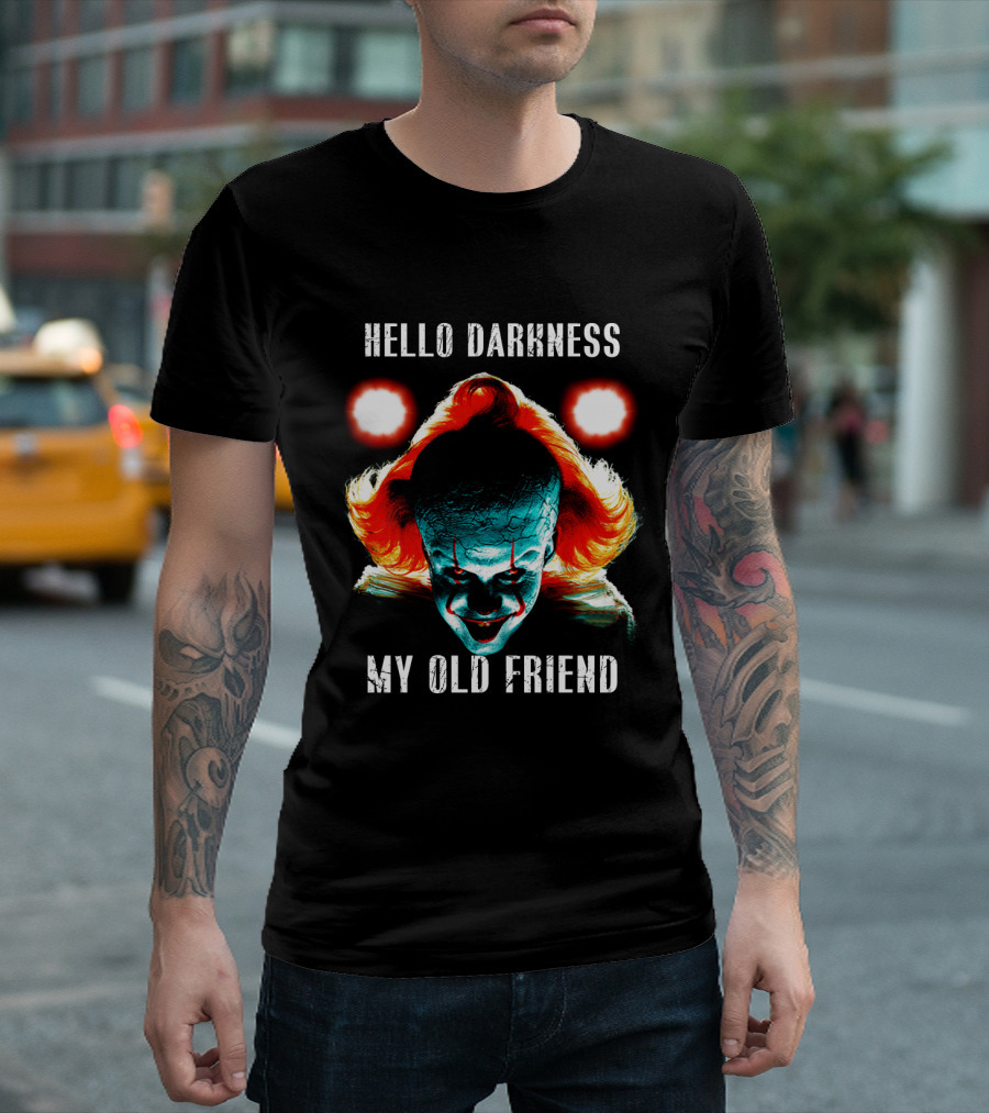 Pennywise Clown Artwork Hello Darkness My Old Friend Horror T-Shirt