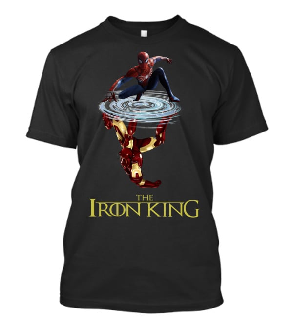 Spider Man Above Iron Man Reflection The Iron King T-Shirt