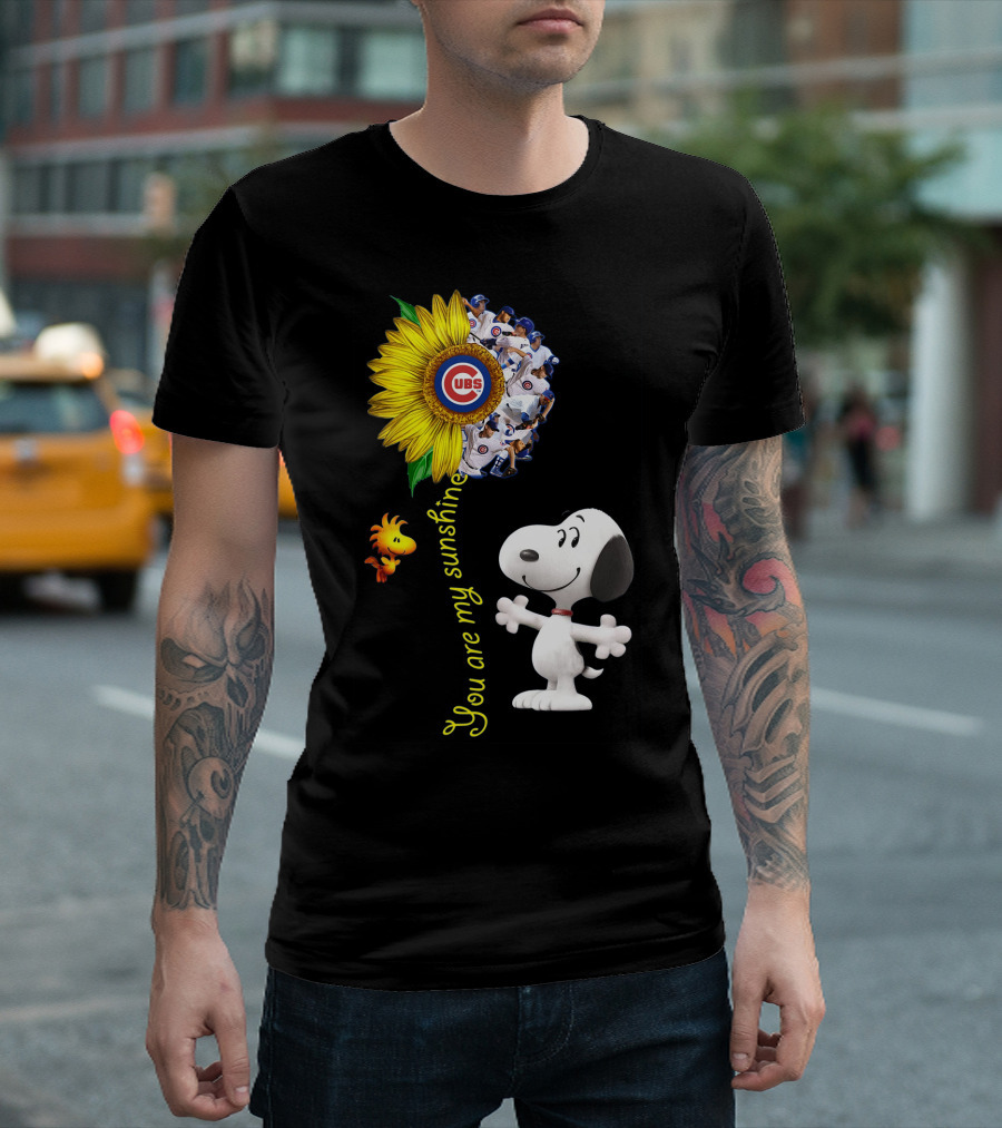 Snoopy Chicago Cubs You Are My Sunshine Sunflower Baseball T-Shirt