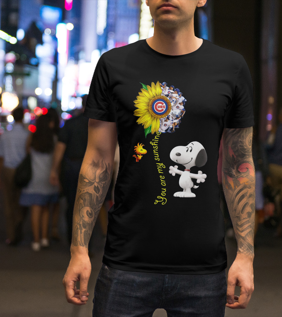 Snoopy Chicago Cubs You Are My Sunshine Sunflower Baseball T-Shirt