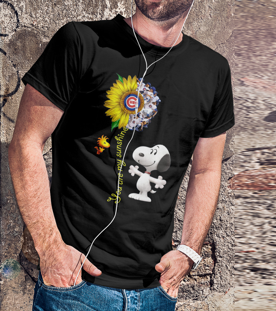 Snoopy Chicago Cubs You Are My Sunshine Sunflower Baseball T-Shirt