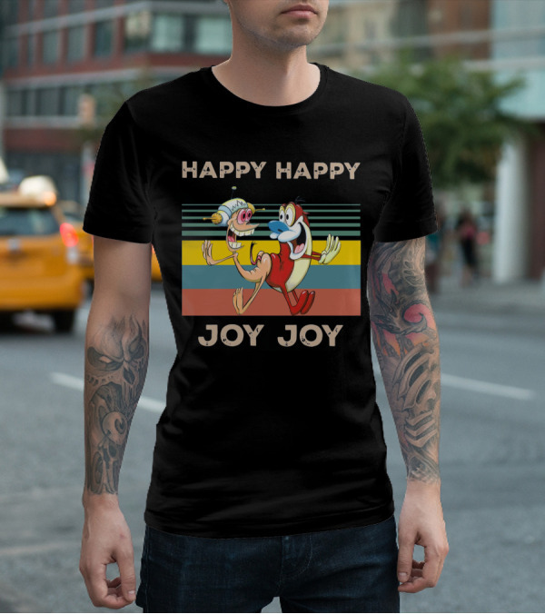 Ren And Stimpy Happy Happy Joy Joy Mighty Fine Stripede T-Shirt