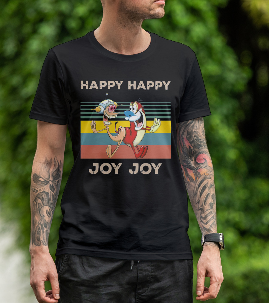 Ren And Stimpy Happy Happy Joy Joy Mighty Fine Stripede T-Shirt