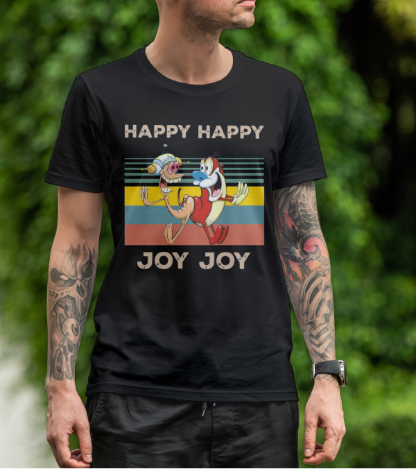 Ren And Stimpy Happy Happy Joy Joy Mighty Fine Stripede T-Shirt