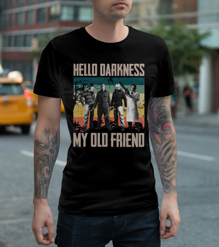 Hello Darkness My Old Friend Horror Icons Halloween T-Shirt