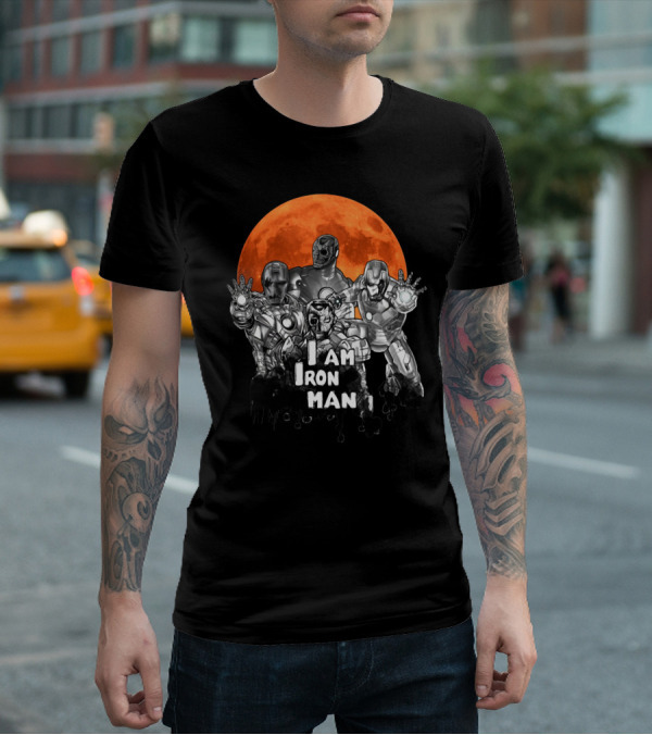 Iron Man Zombie Halloween I Am Iron Man Moon T-Shirt