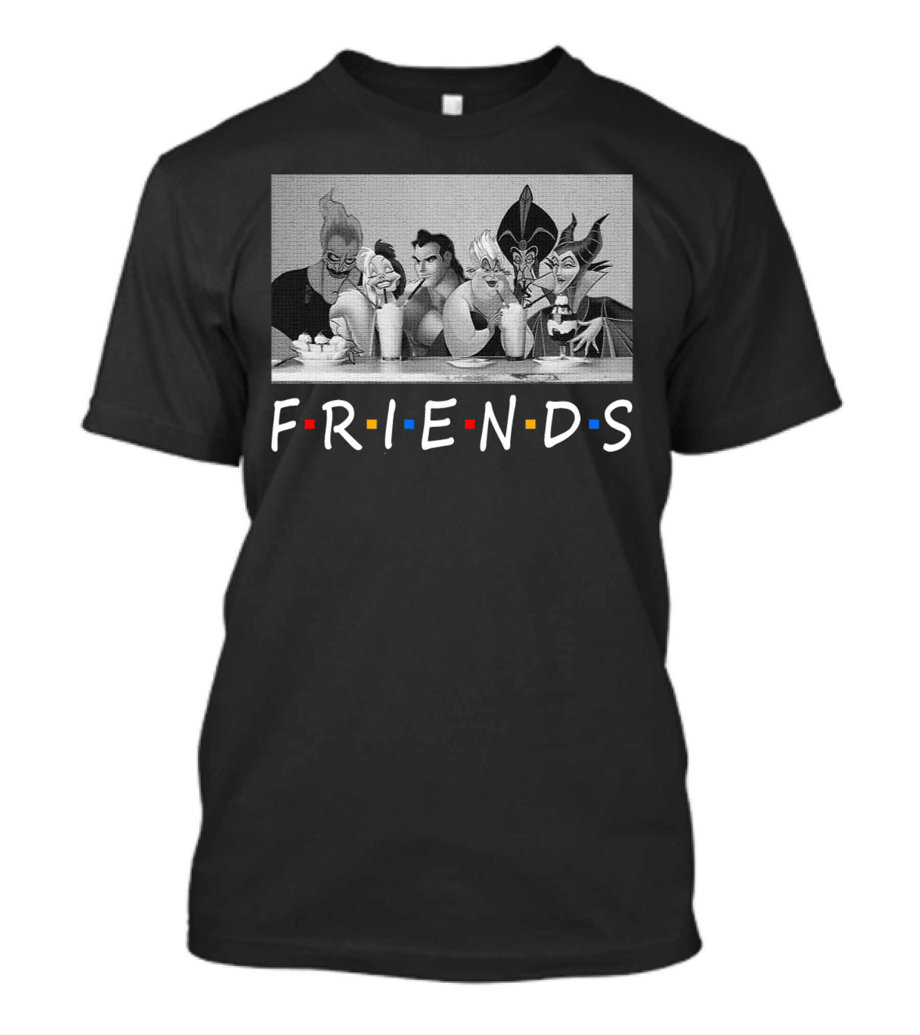 Disney Villains Friends Parody With Ursula Jafar Maleficent Hades Gaston T-Shirt