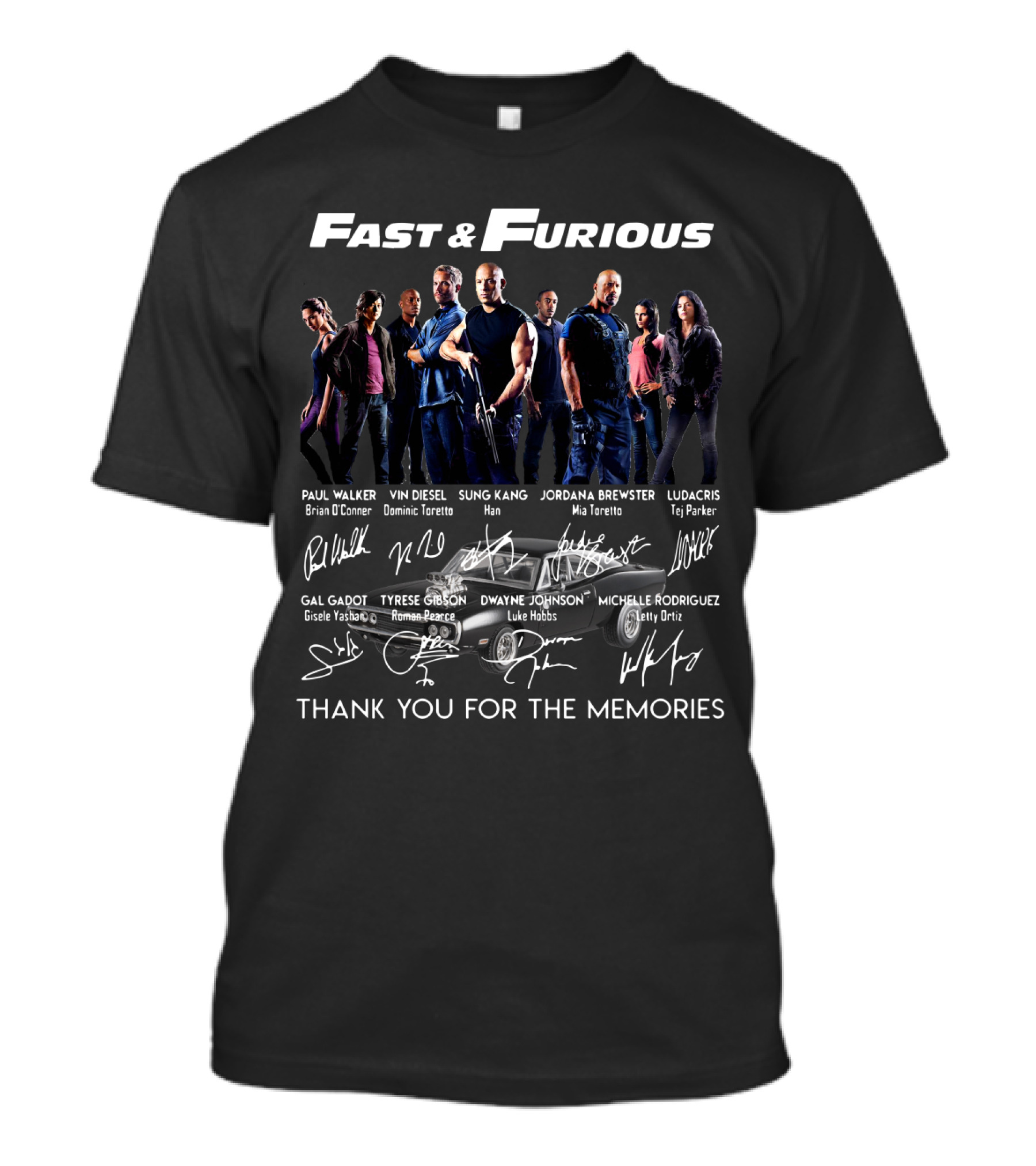 Fast And Furious Cast Signatures Thank You For The Memories T-Shirt
