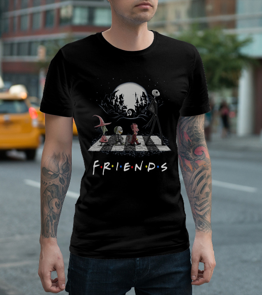 Friends Nightmare Before Christmas Halloween Abbey Road T-Shirt