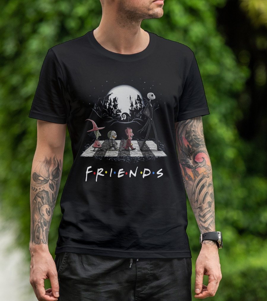 Friends Nightmare Before Christmas Halloween Abbey Road T-Shirt