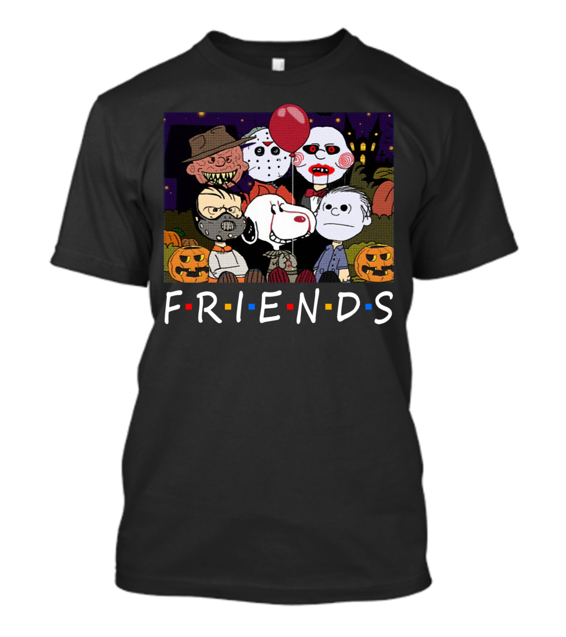 Horror Halloween Peanuts Characters Friends TV Show Mashup T-Shirt