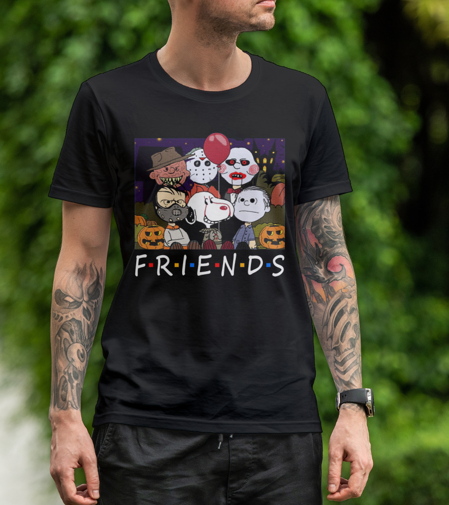 Horror Halloween Peanuts Characters Friends TV Show Mashup T-Shirt