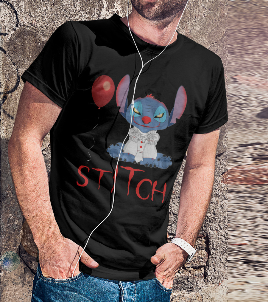 It Horror Stitch With Pennywise Balloon T-Shirt