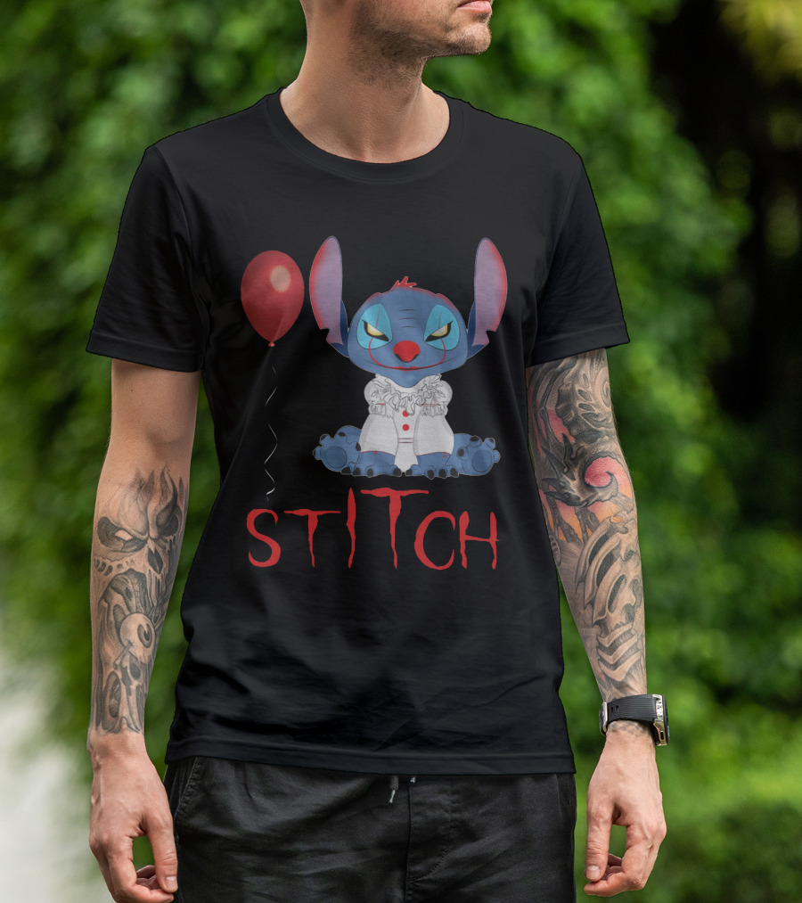 It Horror Stitch With Pennywise Balloon T-Shirt