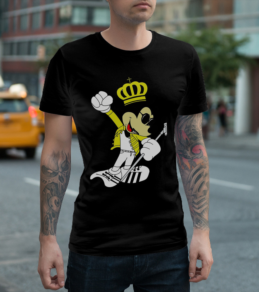 Freddie Mercury Mickey Mouse Crown Pose with Microphone T-Shirt