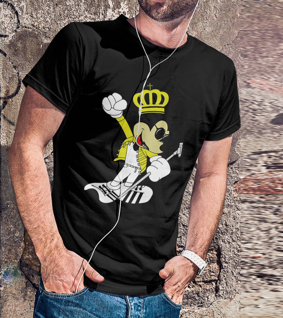 Freddie Mercury Mickey Mouse Crown Pose With Microphone T-Shirt