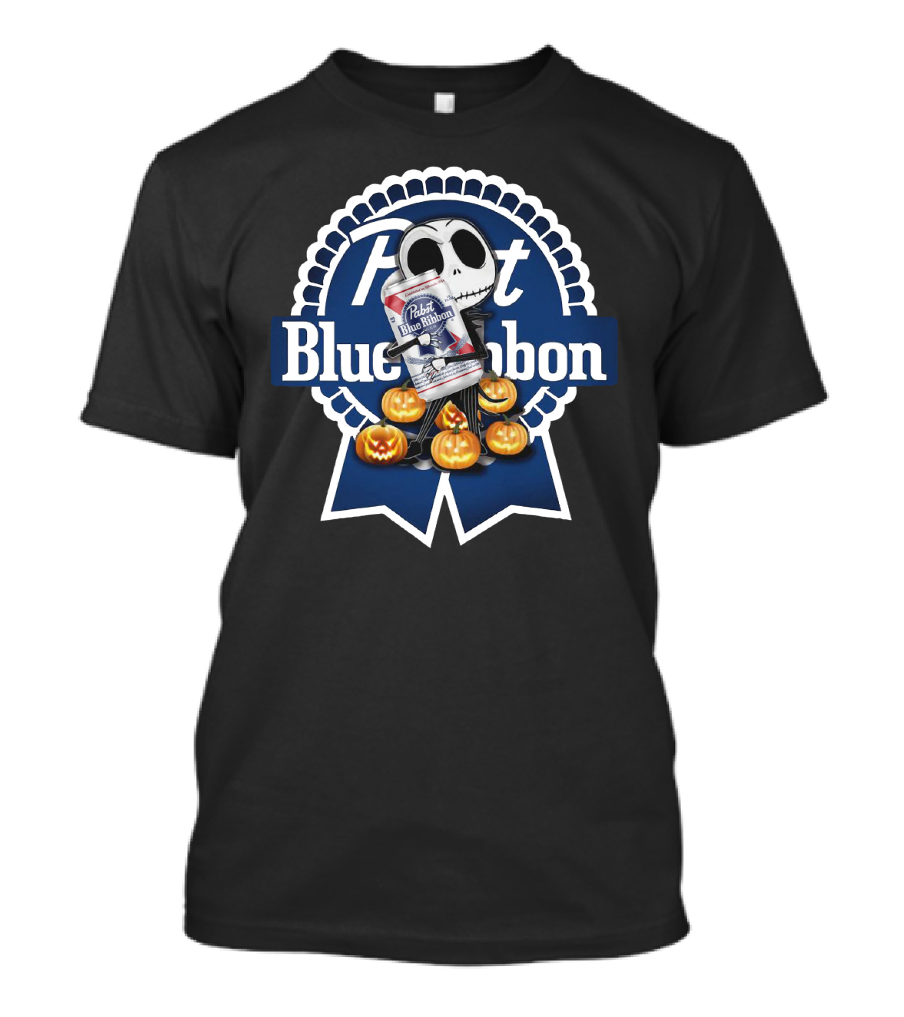 Jack Skellington Pabst Blue Ribbon With Pumpkins T-Shirt
