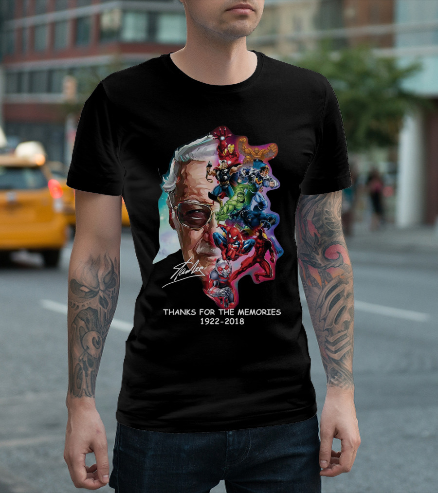 Stan Lee Marvel Avengers Endgame Thanks for the Memories 1922-2018 T-Shirt