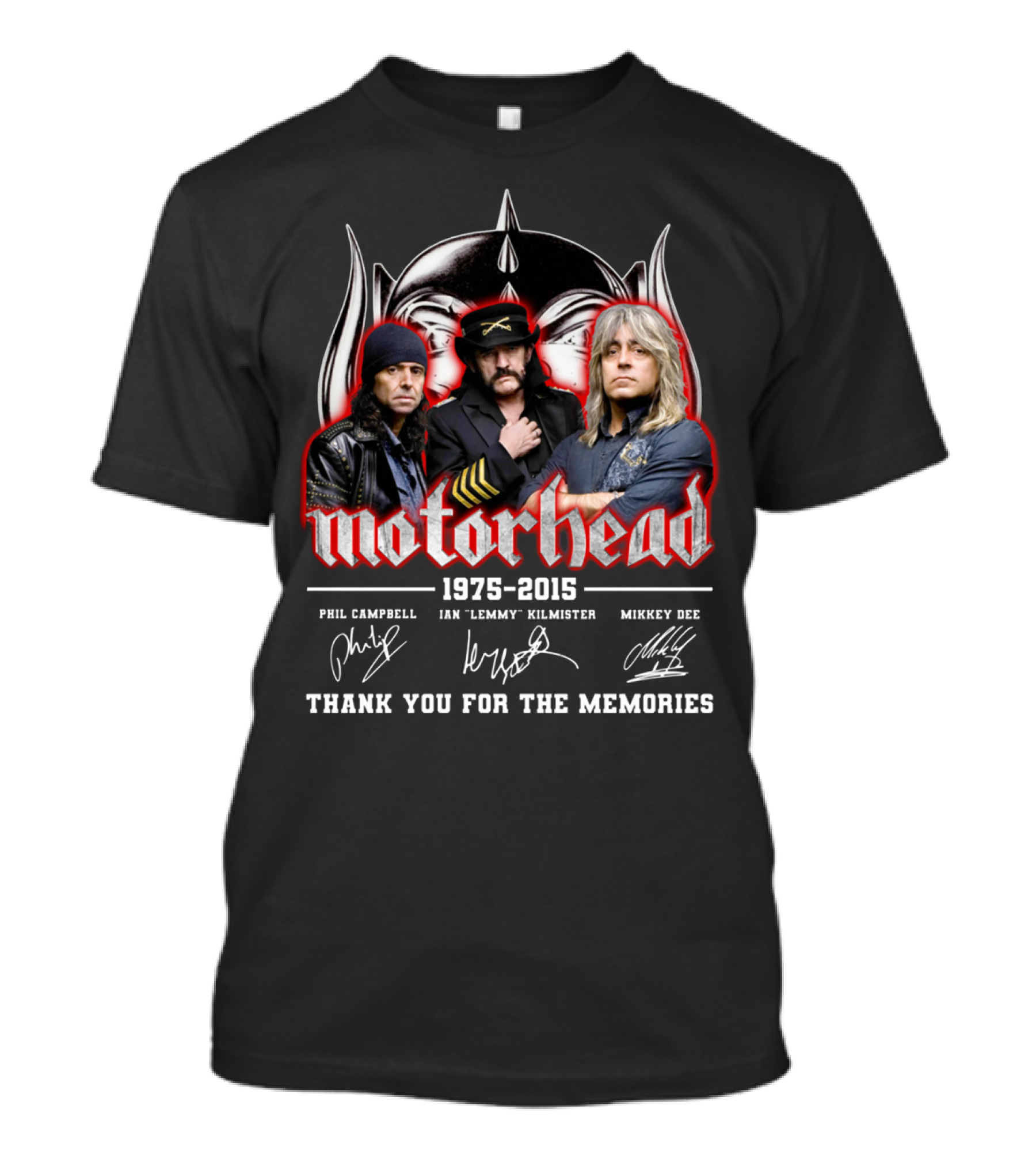 Motorhead 1975-2015 Thank You For The Memories Phil Campbell Ian 'Lemmy' Kilmister Mikkey Dee T-Shirt